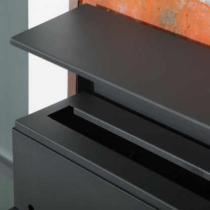 HOMCOM Briefkasten mit Deckel, 2 untere Abflusslöcher, Stahl, mit Schloss, Grau