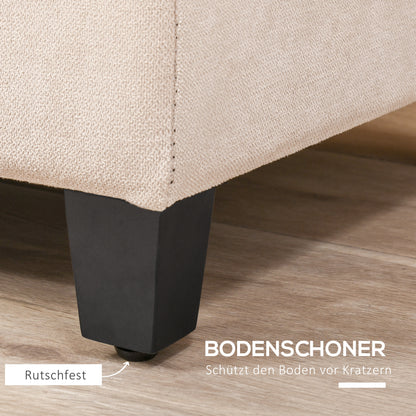 HOMCOM Polsterbank mit Stauraum, Knopfheftung, bis 120 kg, 125 x 49 x 41,5 cm, Beige