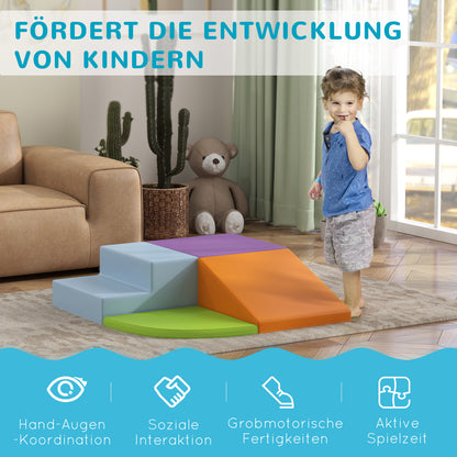 HOMCOM Saftbaustein-Set für Kinder, Kletter- und Krabbelspielzeug, weiches Kunstleder, EPE-Schaum, Mehrfarbig