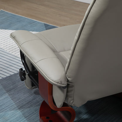 HOMCOM Relaxsessel Fernsehsessel Liegesessel Kunstleder 360° Drehstuhl 145° neigbar Grau 78 x 87 x 100 cm