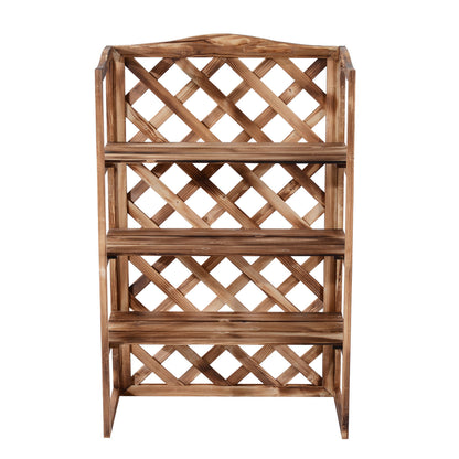 Outsunny Blumenständer Blumenregal Pflanzregal Blumenbank 3 Etagen Tannenholz (Modell8)