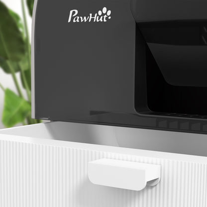 PawHut Katzentoilette mit Deckel, Streuschaufel, Schmutzfangmatte, Kunststoff, Grau/Schwarz