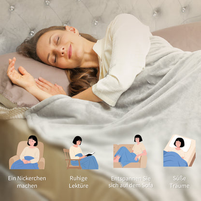 HOMCOM Heizdecke 180 x 130 cm Elektrische Wärmedecke mit 10 Heizstufen, 10 Stunden Timer Überhitzungsschutz LED Anzeige