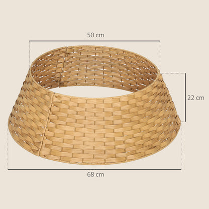 HOMCOM Weihnachtsbaumrock, Ø 68cm Weihnachtsbaum Kragen aus Kunststoff, für den Christbaum Ständer, Weihnachtsbaumständer Abdeckung für Zuhause, Party, Dekoration, Naturholz