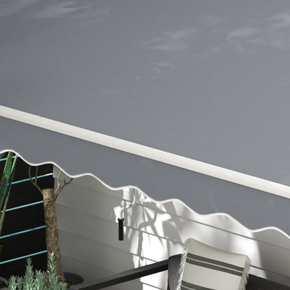 Outsunny Markise, 3,95 x 2,45 m, Sonnenschutz, einfahrbar, mit Handkurbel, Metallrahmen, Polyester, Grau/Weiß