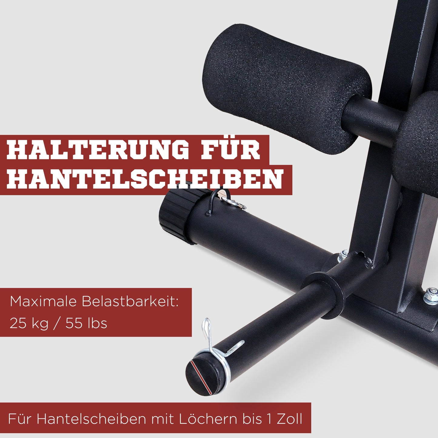 HOMCOM Multifunktion Hantelbank Kraftstation mit Feder Booster Trainingsbank Gewicht bis 120kg Schwarz 54 x 160 x 106 cm