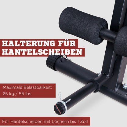 HOMCOM Multifunktion Hantelbank Kraftstation mit Feder Booster Trainingsbank Gewicht bis 120kg Schwarz 54 x 160 x 106 cm
