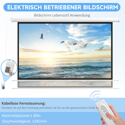HOMCOM Beamer-Leinwand, 16:9 Format, Fernbedienung, 266 x 149 cm (120 Zoll), Weiß