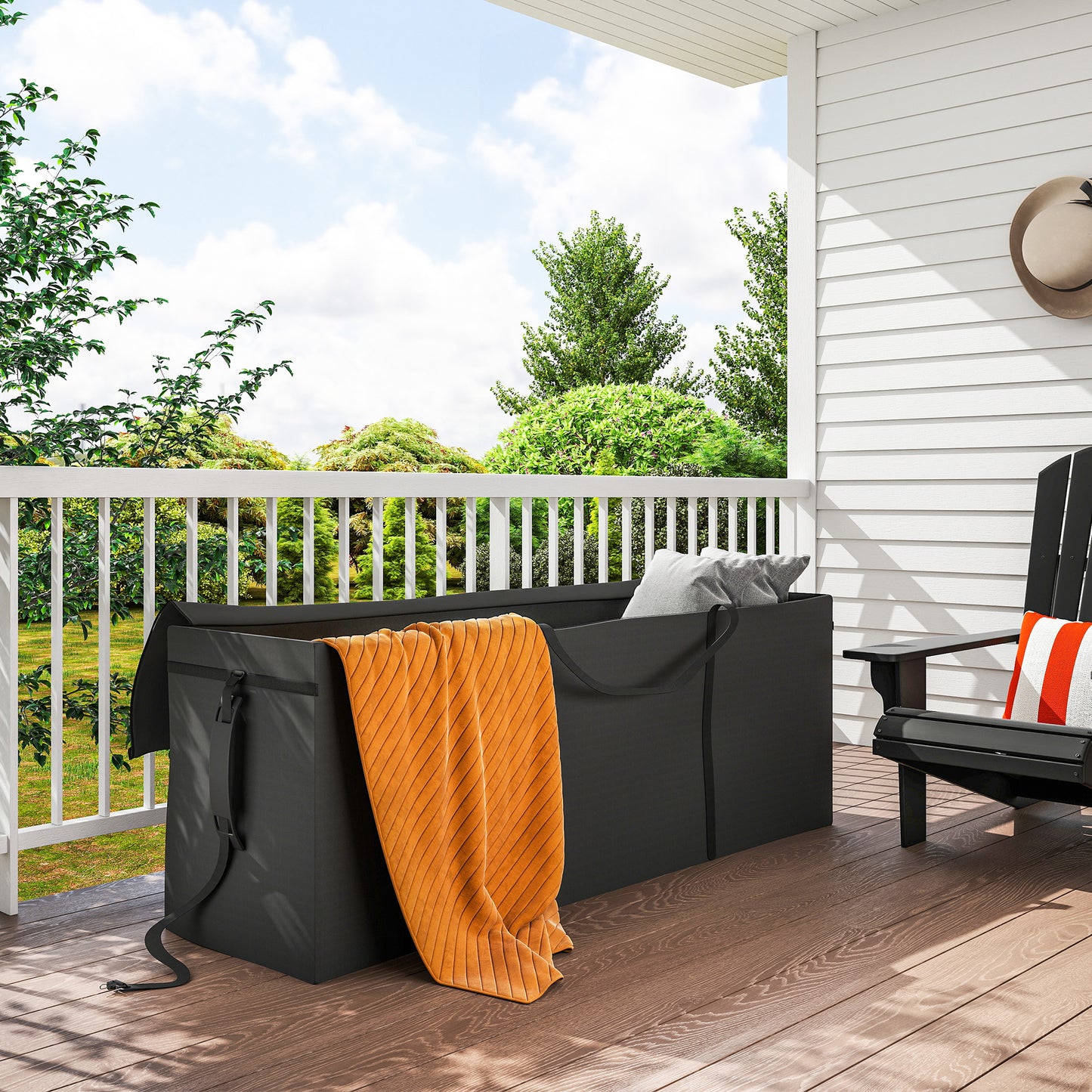 Outsunny Aufbewahrungstasche Gartenpolster, Auflagentasche, Schutzhülle mit Tragegriff Reißverschluss 200x60x75 cm, Schwarz