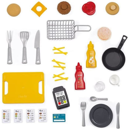 Smoby - Food Corner Restaurant - Kitchen Resto with CB Reader - 29 Accessories - Imitation Toy for Children