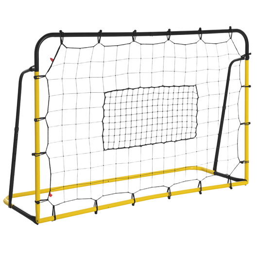 HOMCOM Kickback Fußball Rebounder Tor Rückprallwand Netz für Fußball, Basketball und Baseball, Stahl+PE, Gelb+Schwarz, 184 x 63 x 123 cm