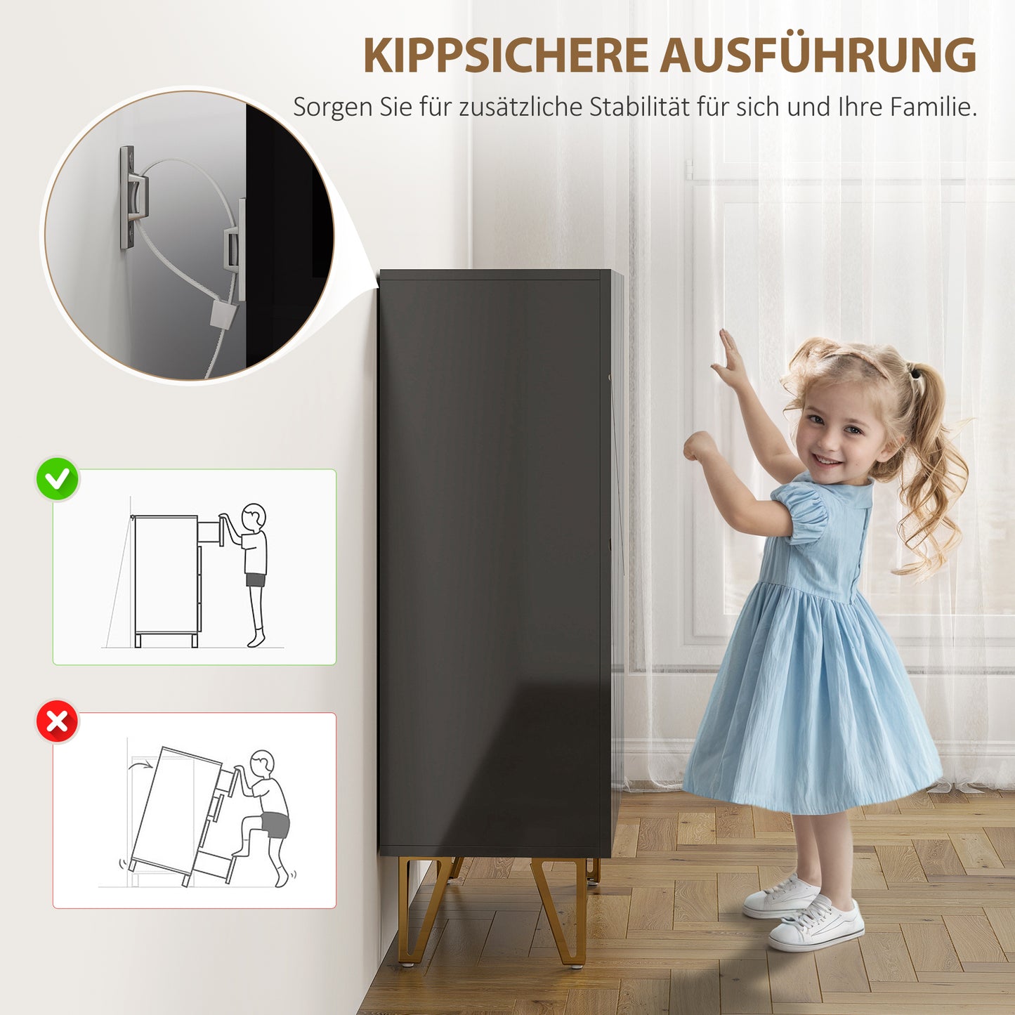 HOMCOM Schuhschrank mit 2 Türen, Schuhregal, Schuhaufbewahrung mit 3 Verstellbaren Ablagen 72 x 31,5 x 95 cm, Schwarz