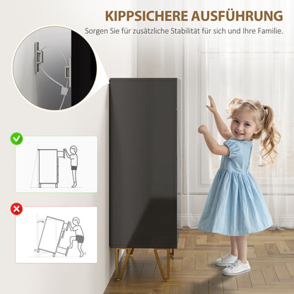 HOMCOM Schuhschrank mit 2 Türen, Schuhregal, Schuhaufbewahrung mit 3 Verstellbaren Ablagen 72 x 31,5 x 95 cm, Schwarz