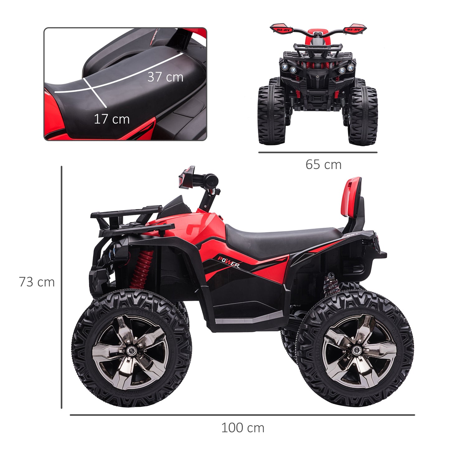 HOMCOM Elektro-Kinderquad, 3-8 km/h, 45 Min. Betriebszeit, LED-Scheinwerfer, Musikplayer mit USB, für Kinder 3 bis 5 Jahre
