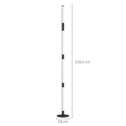 HOMCOM LED-Stehlampe, Standfußlampe mit Fernbedienung und verschiedenen Farben, Timer, App, Musik-Synchronisation, Dunkelgrau