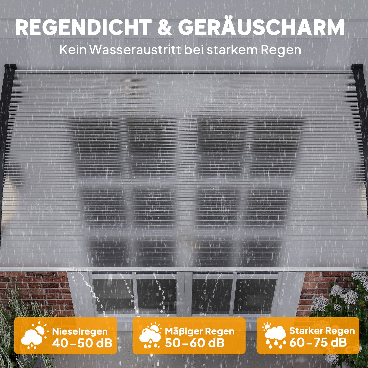 Outsunny Vordach Schutzdach, UV-Beständig, Wasserbeständig, 90x150x25cm , Weiß