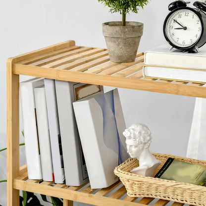 HOMCOM Standregal Bücherregal 4-stufiges Bambusregal Büroregal Lagerregal Aktenregal Küchenregal für Bad Küche Wohnzimmer Schlafzimmer Bambus Natur 62 x 33 x 112 cm