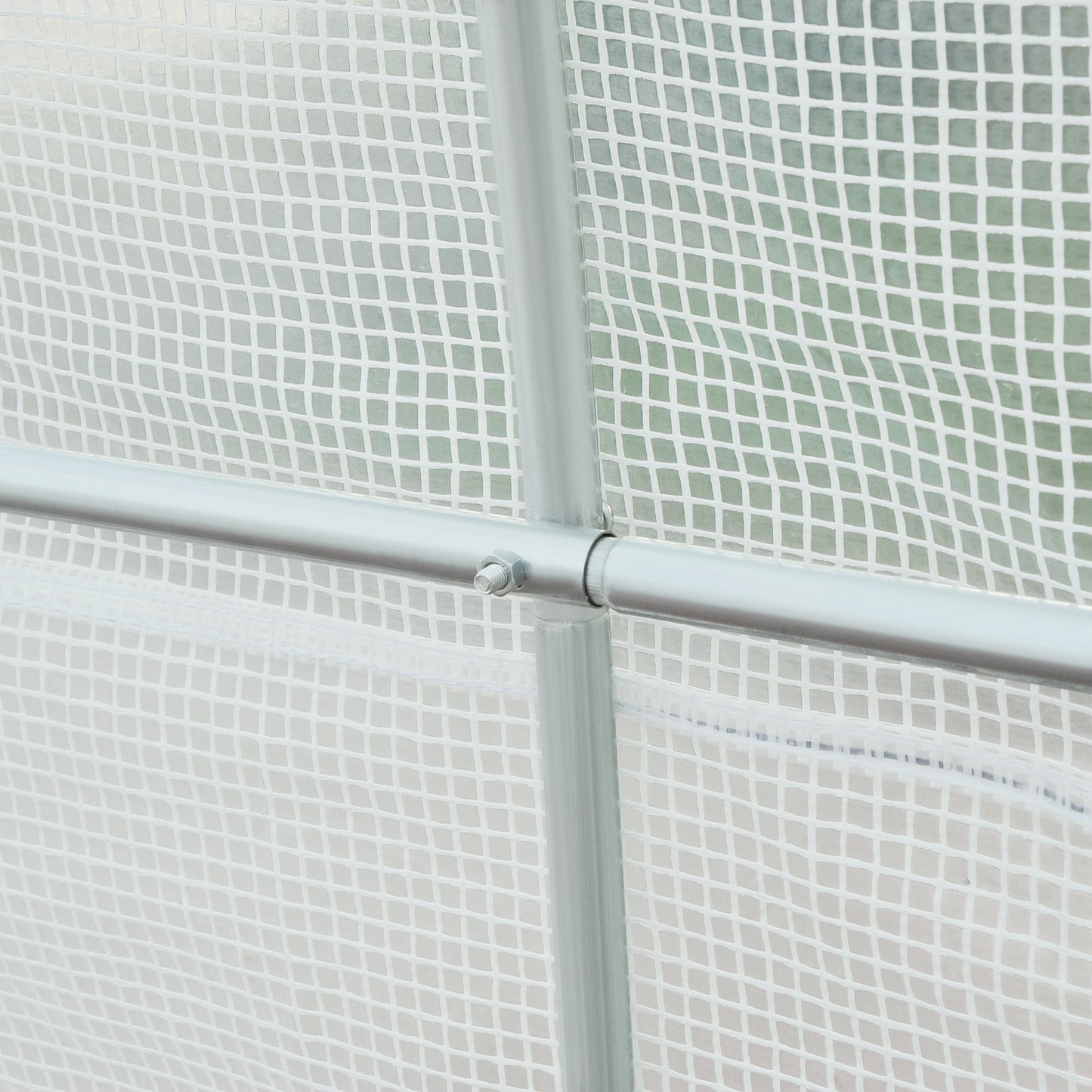 Outsunny Foliengewächshaus Treibhaus begehbar mit Metallrahmen 4,45 x 2 x 2m Weiß