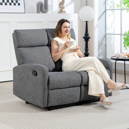 HOMCOM 2-Sitzer-Sofa, individuell verstellbare Rückenlehnen, Fußstütze, Stoffbezug, Stahl, Grau