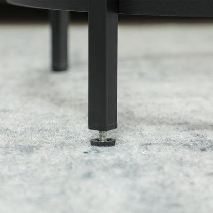 HOMCOM Runder Beistelltisch mit Glasplatte und Metallrahmen, kleiner Kaffeetisch für Wohnzimmer, Schlafzimmer, Schwarz