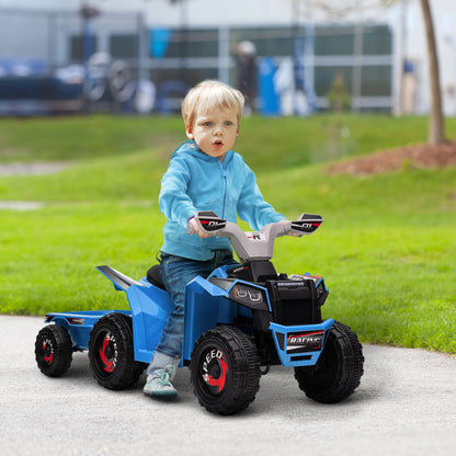 HOMCOM Kinderquad, aufladbar, 2,5 km/h, mit Anhänger, 50 Min. Fahrzeit, für Kinder 1,5 bis 3 Jahre, Blau
