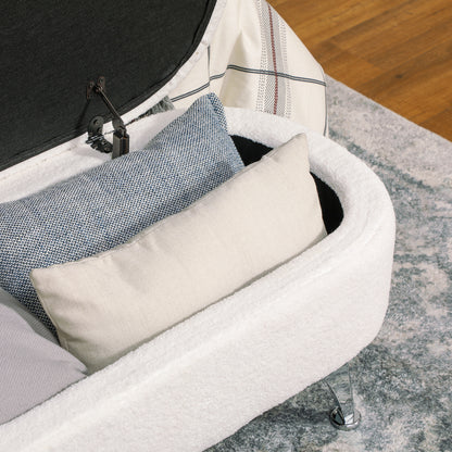 HOMCOM Sitzbank mit Stauraum, Deckel und Metallbeinen für Wohnzimmer, Schlafzimmer, Flur, Weiß