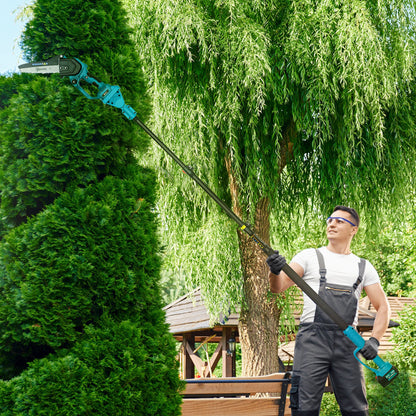 Outsunny 2-in-1 Mini Kettensäge 580W mit Akku 8000mAh Sicherheitsverriegelung 8 Zoll 42 x 29 x 10,5 cm Blau