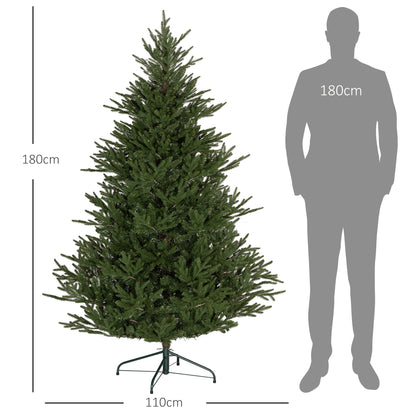 HOMCOM Weihnachtsbaum 183 cm, realistisches Aussehen, Schnellaufbau, inkl. Ständer, feuersicherer Kunststoff