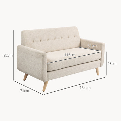 HOMCOM Zweisitzer-Sofa, komfortabel, 134x71x82 cm, Beige