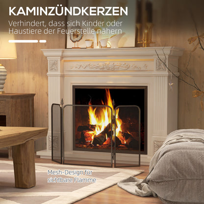 HOMCOM Funkenschutz für Kamine, klappbar, Metall, 96 x 1,3 x 56 cm, Schwarz