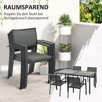 Outsunny Gartenmöbel-Set Gartensitzgruppe, 1 Tisch, 4 Stühle, 150 x 87 x 72 cm, Grau
