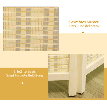 HOMCOM 4-teiliger Raumteiler, 180 x 180 cm, Faltbarer Sichtschutz aus Bambus und Baumwolle für Wohnzimmer, Schlafzimmer, Natur