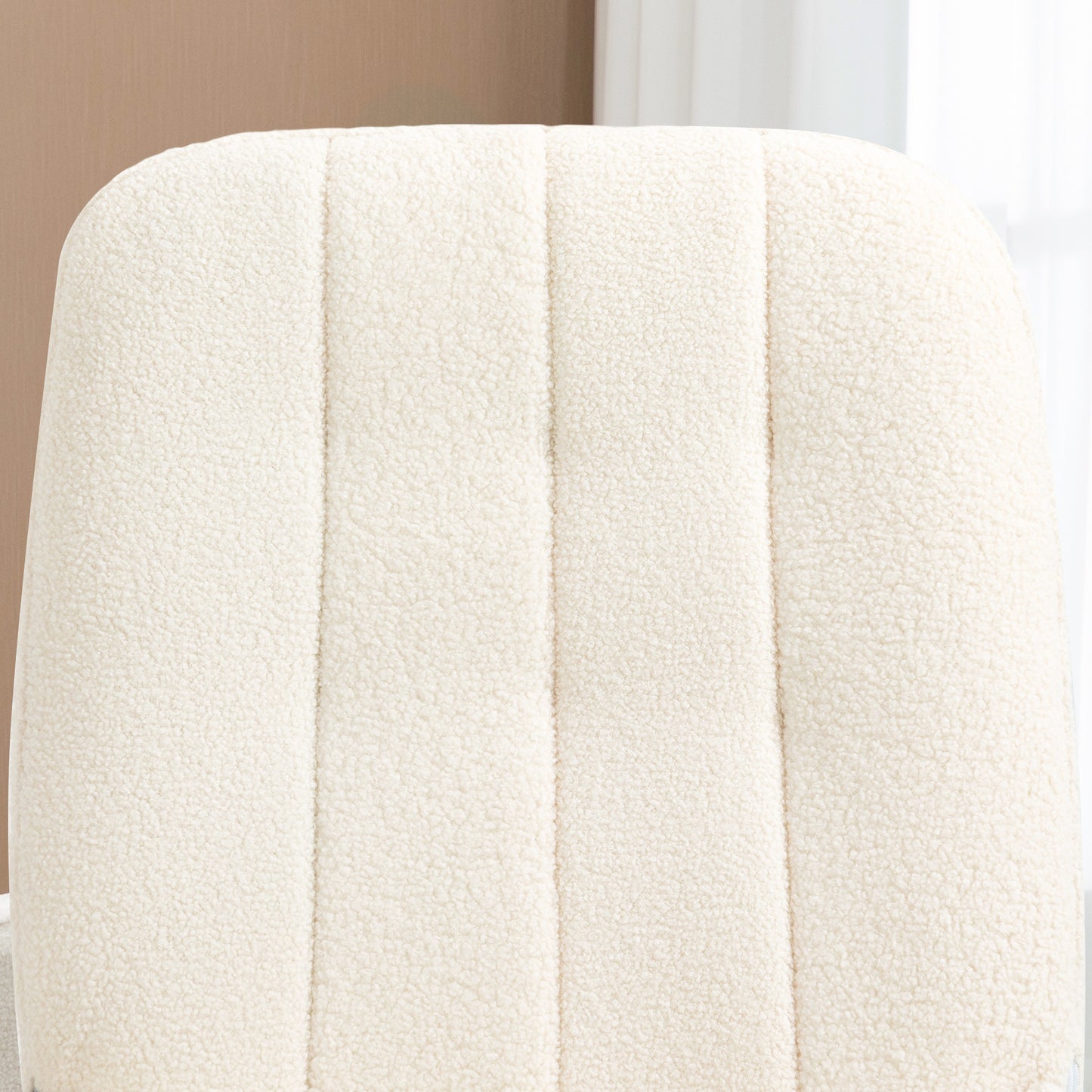 HOMCOM Schaukelstuhl mit Sherpa-Vlies 63 cm x 95cm x 97 cm Natur+ Creme