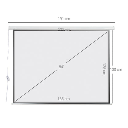 HOMCOM Beamer-Leinwand, inkl. Fernbedienung, 84 Zoll, 4:3 Format, 171x130 cm, Weiß