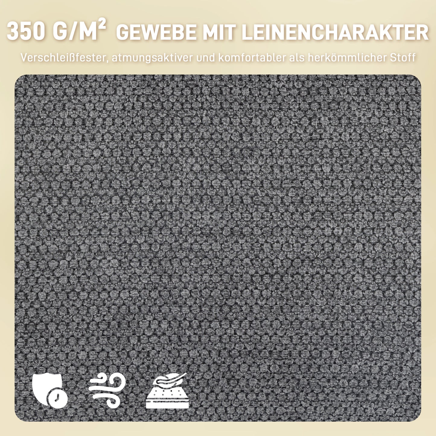 HOMCOM Gepolsterter Esszimmerstuhl, Küchenstuhl mit dicker Polsterung, Armlehnen, Metallbeine, Grau