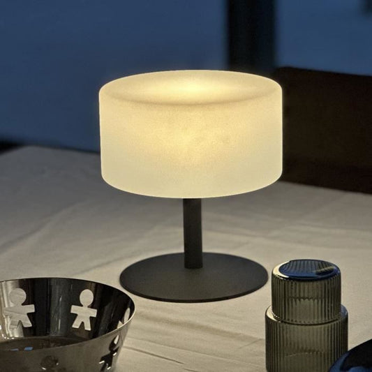 Cordless table lamp - LUMISKY - ATLAS Rock - H20 cm - Steel base - Grey - Warm white and white LED