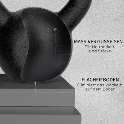 HOMCOM Kettlebell, Kugelhantel, 10 kg, mit Kunststoffummantelung, Stahl, schwarz 19 x 12 x 22cm