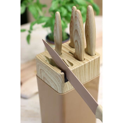 6-piece knife block - MENASTYL - 5041064 - Ceramic blade - Polypropylene - Hazelnut
