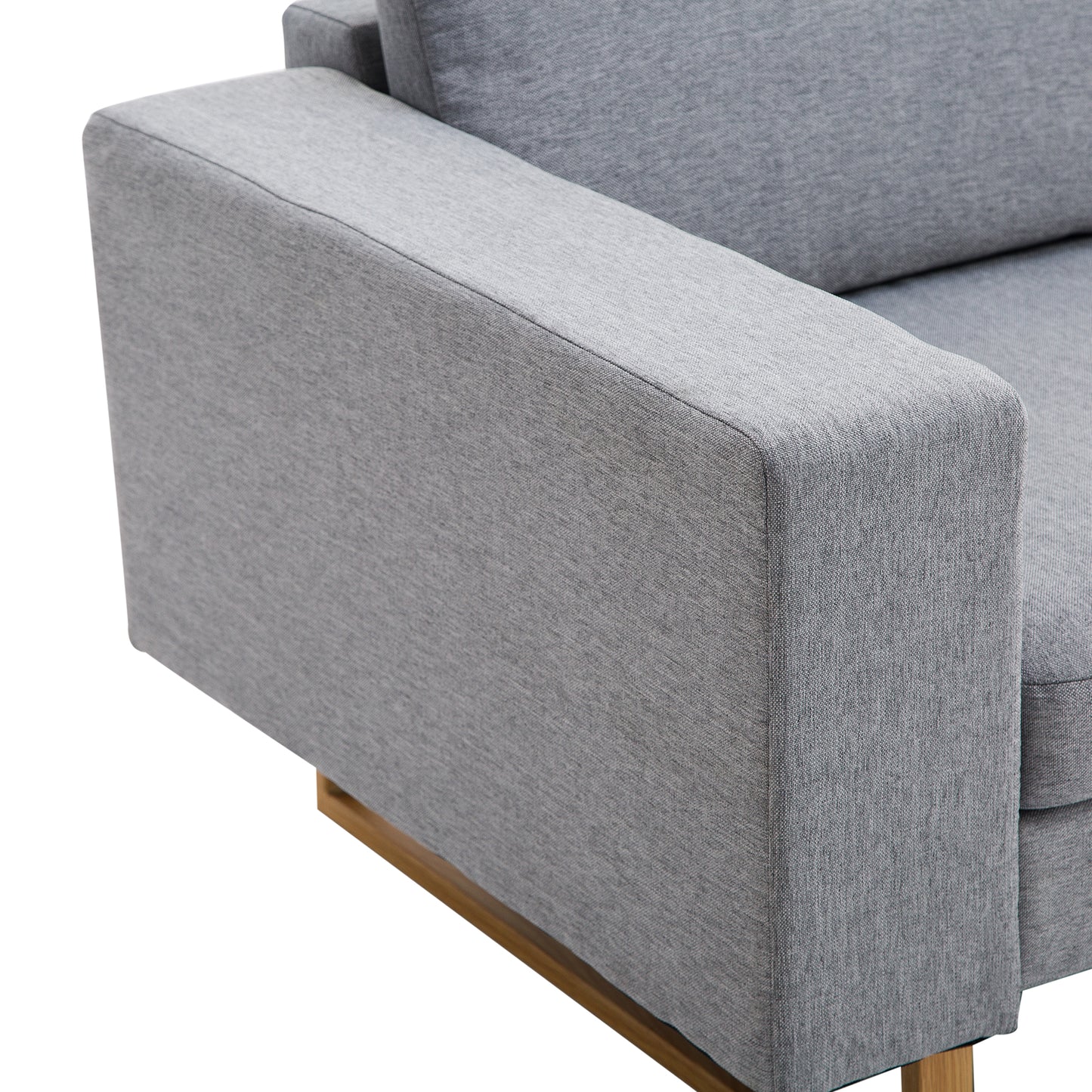HOMCOM® 2-Sitzer Sofa Stoffsofa Ecksofa Polstersofa Sitzmöbel Armlehne Holz hellgrau 145 x 82 x 78 cm
