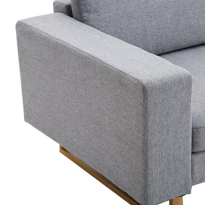 HOMCOM® 2-Sitzer Sofa Stoffsofa Ecksofa Polstersofa Sitzmöbel Armlehne Holz hellgrau 145 x 82 x 78 cm