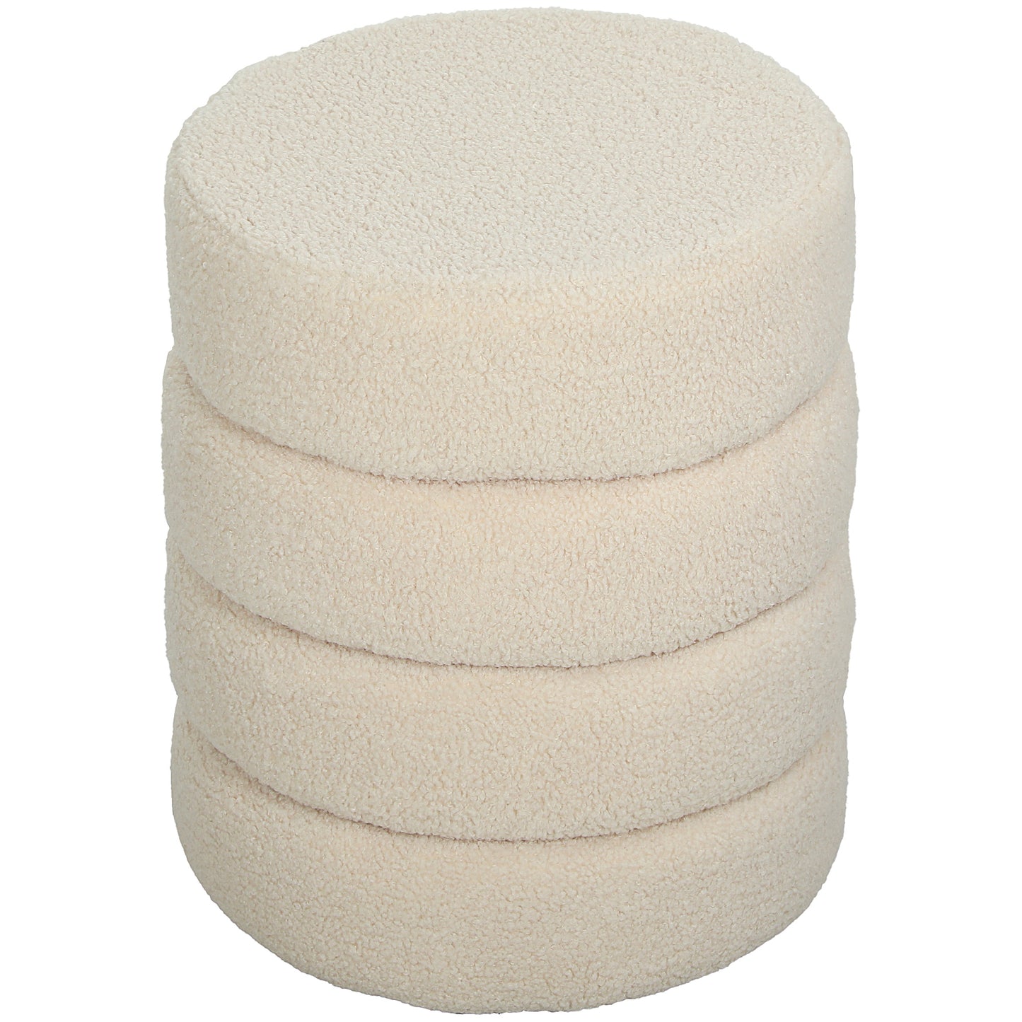 HOMCOM Hocker, rund, Teddyfleece, bis 120kg, Φ40x45H cm, Beige