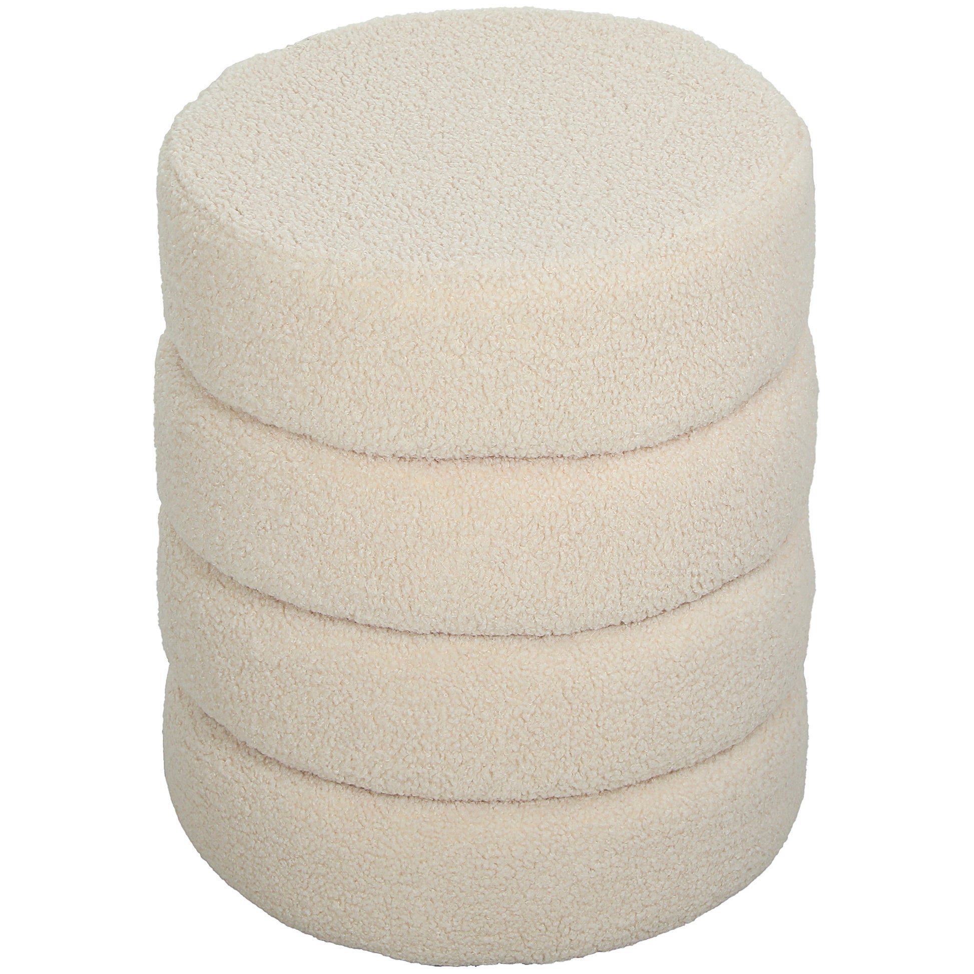 HOMCOM Hocker, rund, Teddyfleece, bis 120kg, Φ40x45H cm, Beige