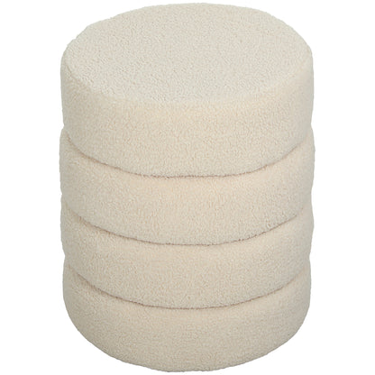 HOMCOM Hocker, rund, Teddyfleece, bis 120kg, Φ40x45H cm, Beige