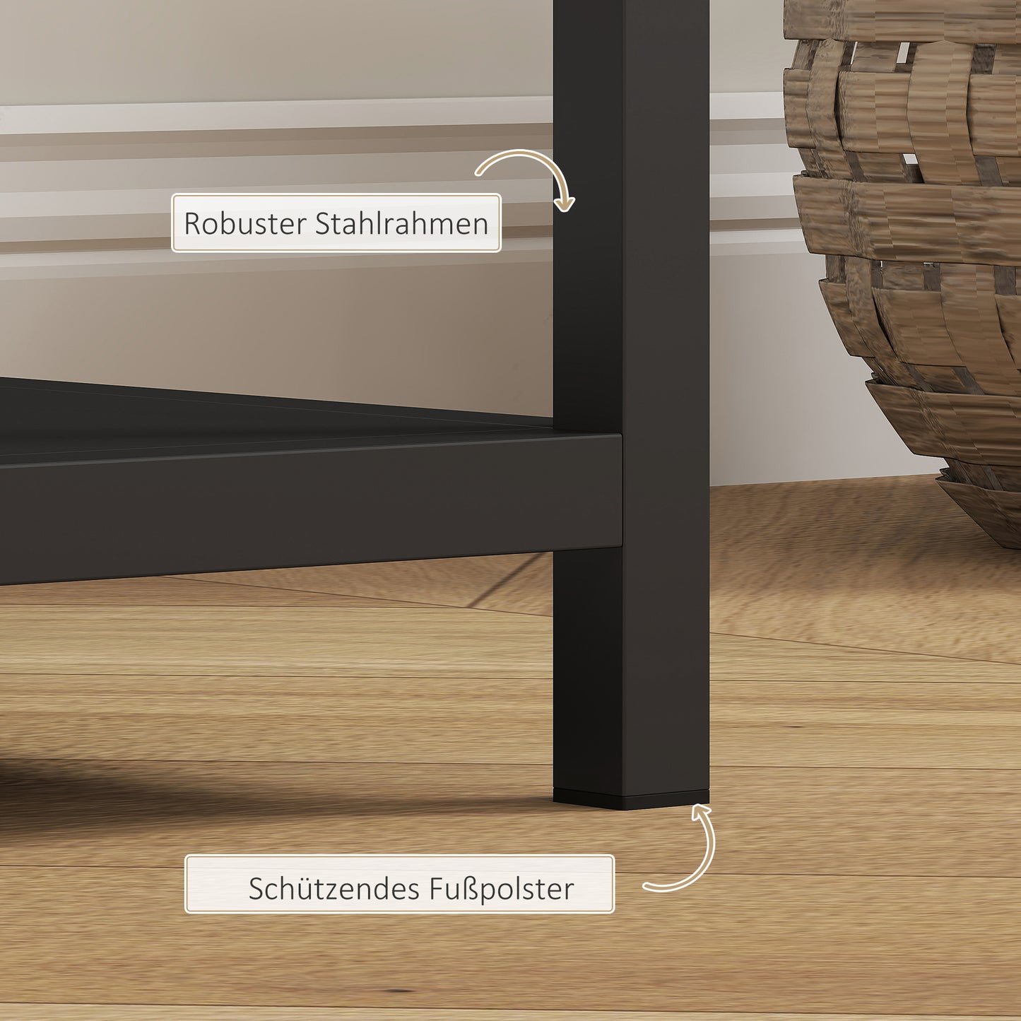 HOMCOM Konsolentisch, 4 Ebenen, Stahlrahmen, für Flur, Wohnzimmer, Schwarz