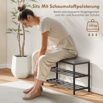 HOMCOM Schuhbank mit Sitzfläche, Sitzbank mit Stauraum, Schuhregal mit 2 offene Fächer, Sitzbank 81 x 31 x 50 cm Schwarz