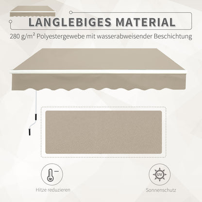 Outsunny Gelenkarmmarkise Verstellbare Klemmmarkise Terrassenmarkise 3,95 x 3m Sonnenschutz mit Kurbel, Balkonmarkise, Beige