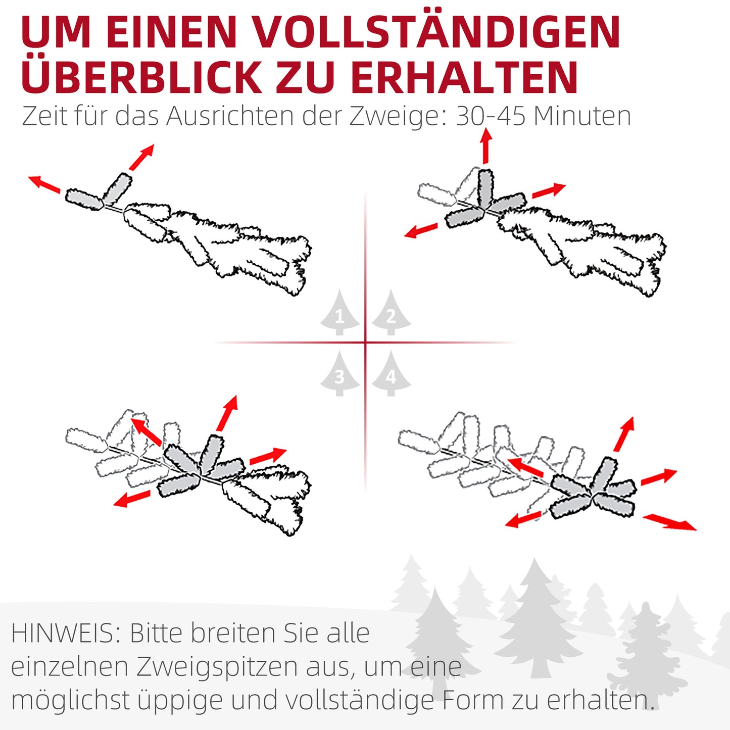 HOMCOM Künstliche norwegische Fichte, Weihnachtsbaum mit 1046 Spitzen, Metallsockel, Grün