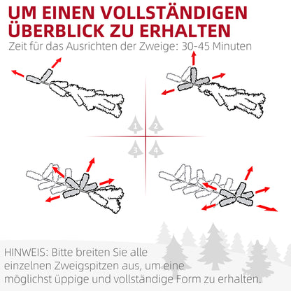 HOMCOM Künstliche norwegische Fichte, Weihnachtsbaum mit 1046 Spitzen, Metallsockel, Grün