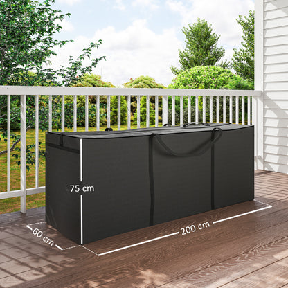 Outsunny Aufbewahrungstasche Gartenpolster, Auflagentasche, Schutzhülle mit Tragegriff Reißverschluss 200x60x75 cm, Schwarz