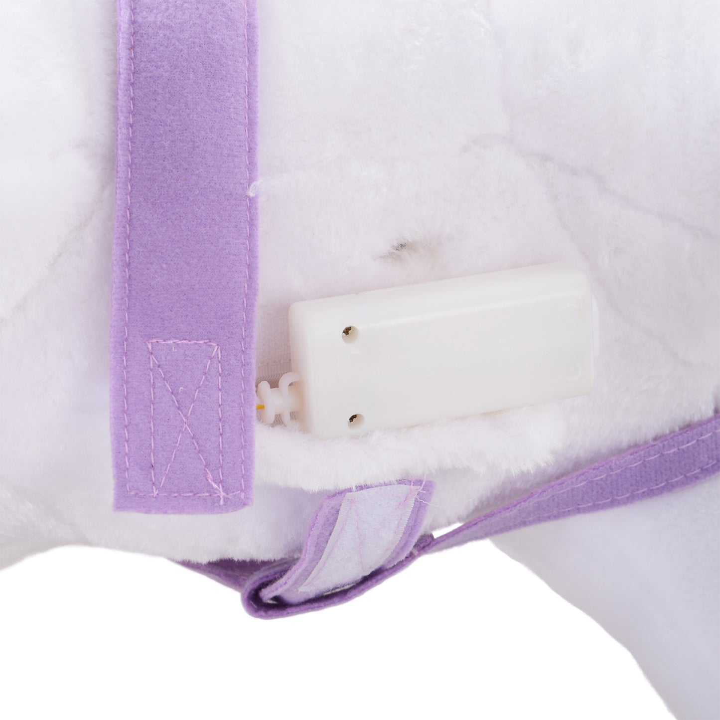 HOMCOM Reitpferd auf Rollen Spielpferd Reittier Wiehern Plüsch Lila 55 x 23 x 60 cm